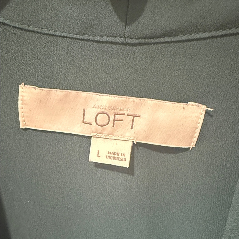 LOFT Forest Green Tie-Front Blouse - Picture 2 of 3